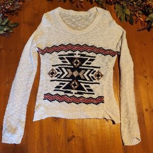Aztec on white sweater, Jr. Size Large so cute with jeans